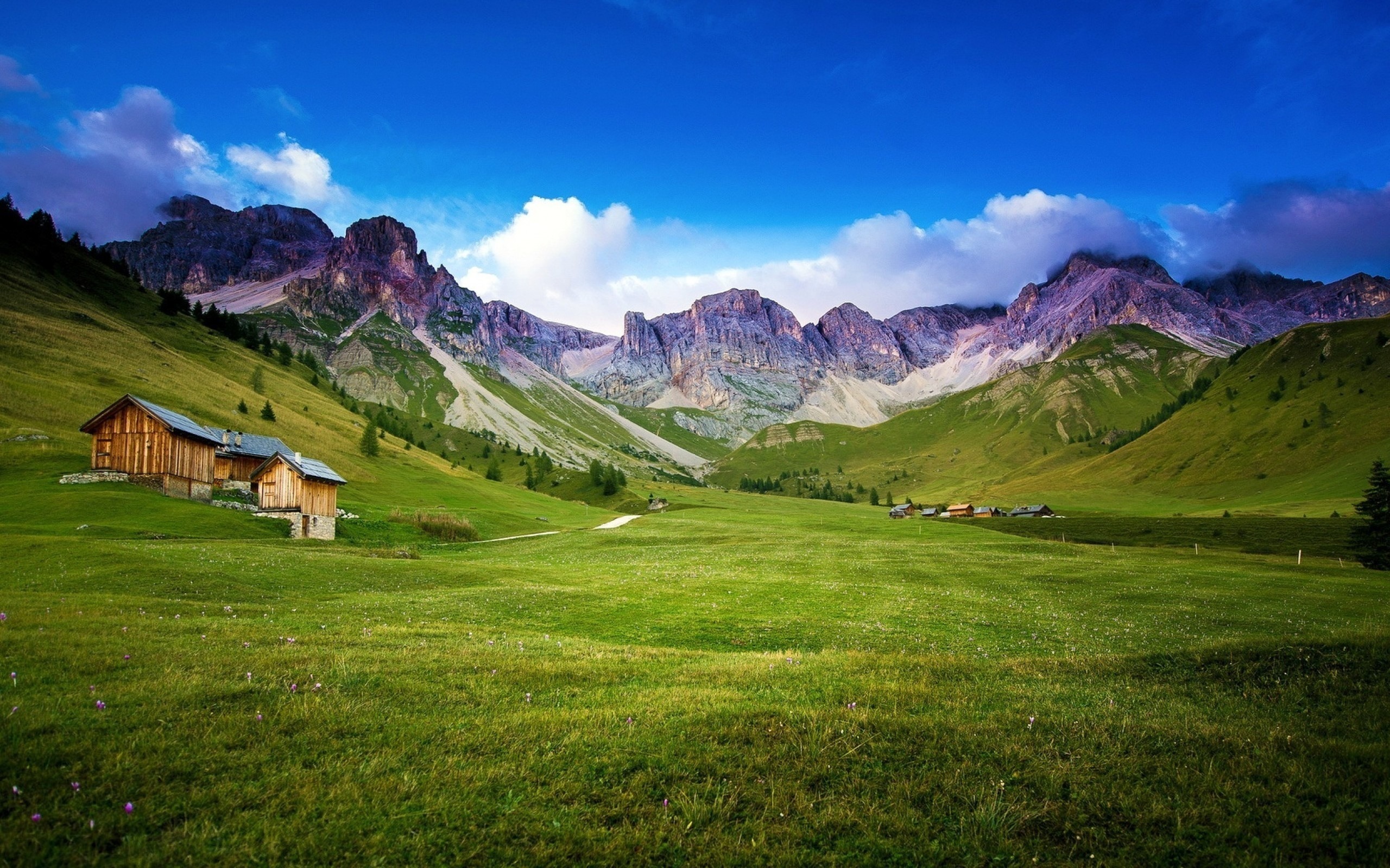 House In The Mountains Sunlight Nature Landscape Wallpapers