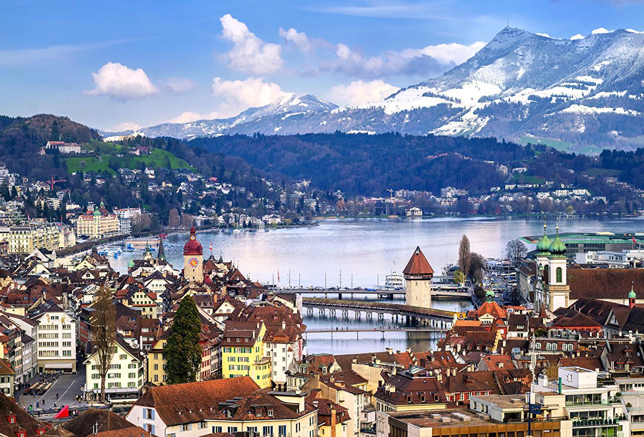 Lake Lucern Landscape Mountains Wallpapers