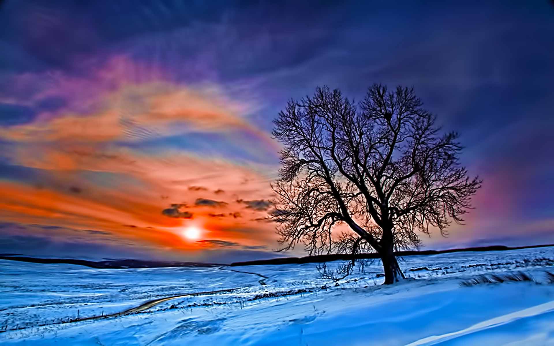 Lake View In Winter Sunset Wallpapers