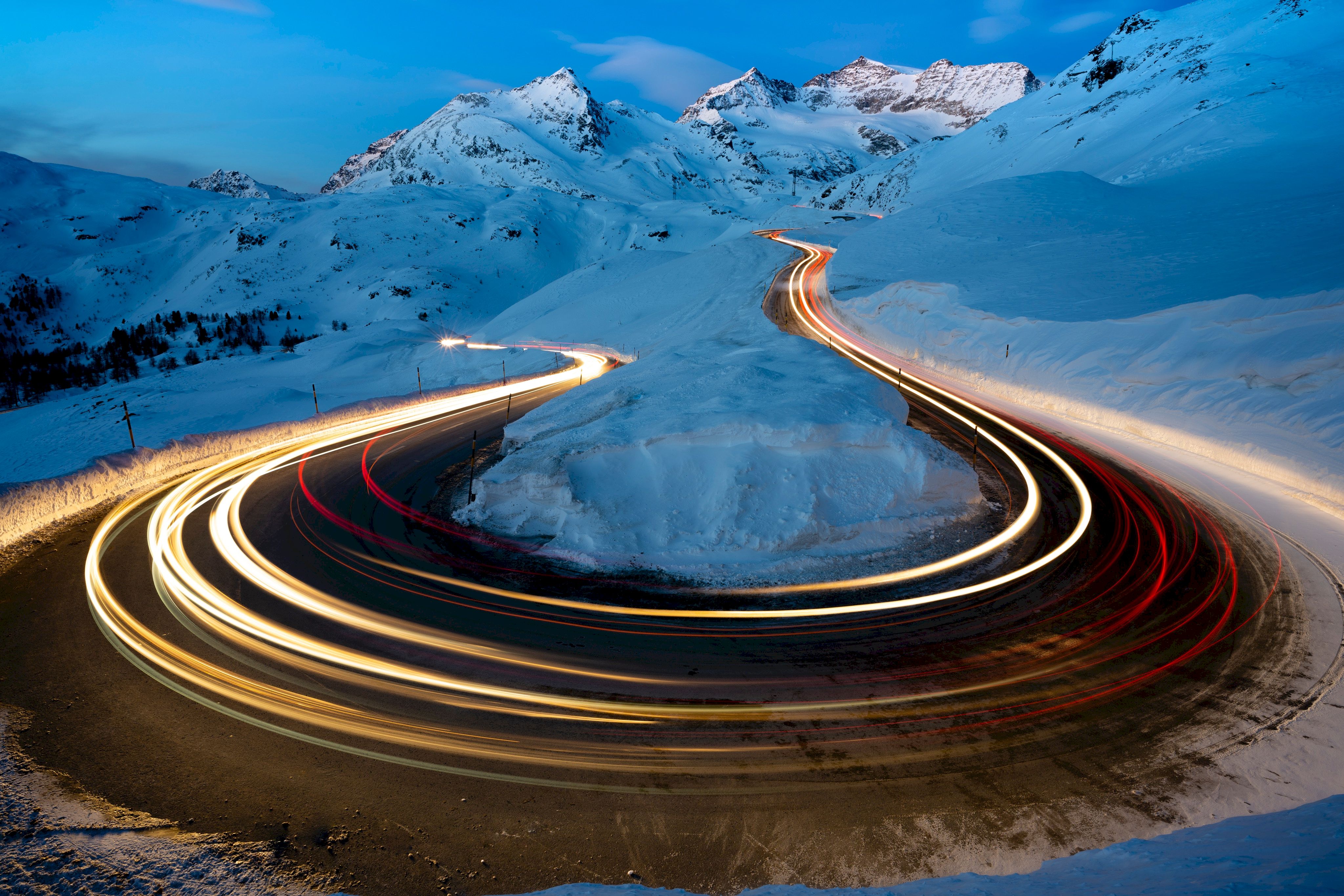 Long Exposure Snow Road Wallpapers