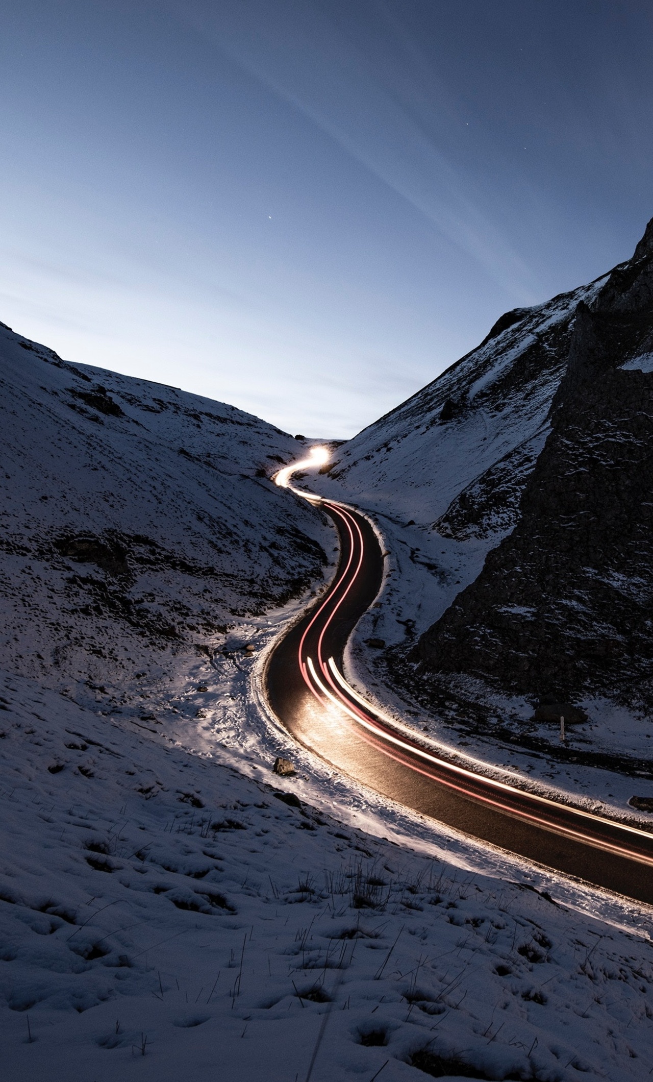 Long Exposure Snow Road Wallpapers