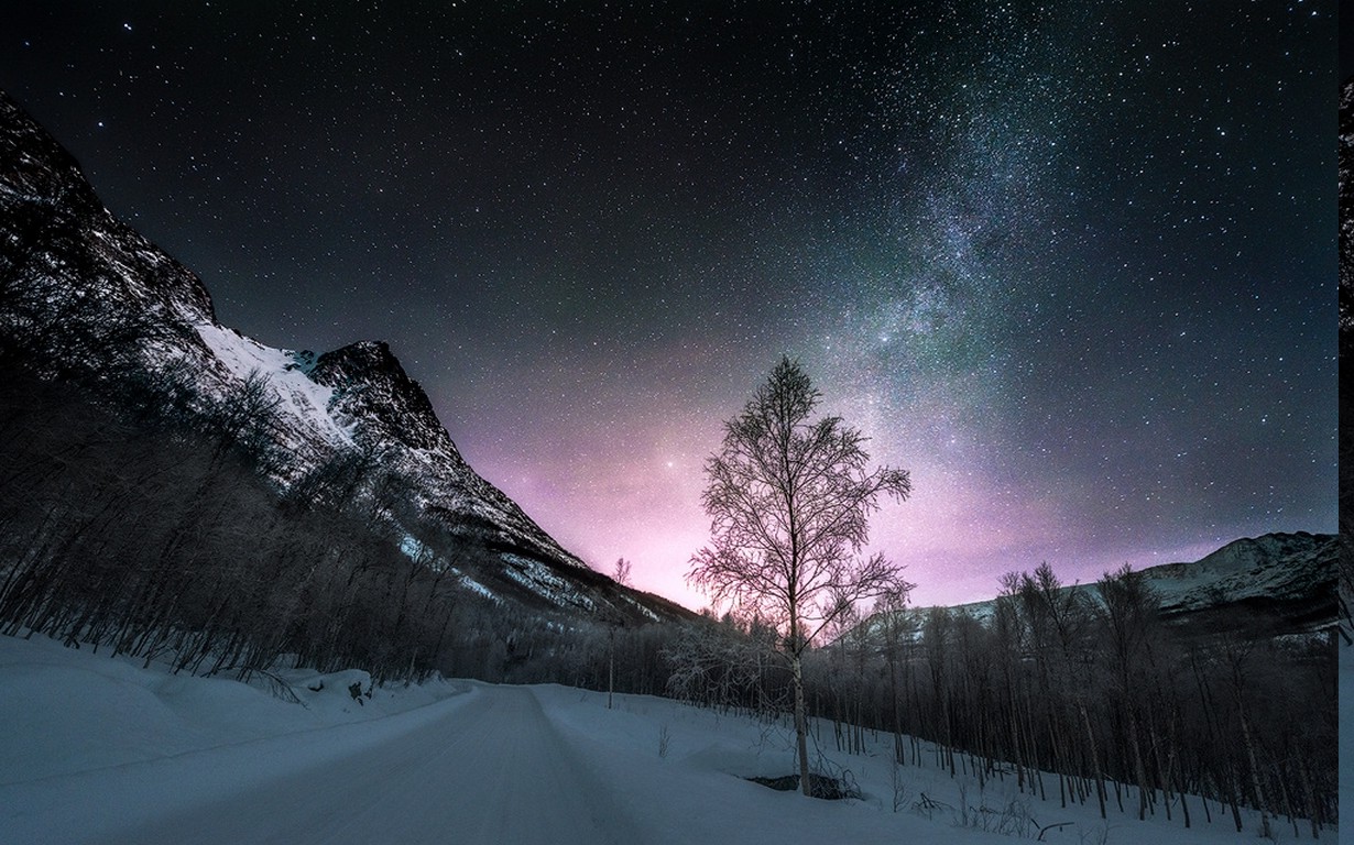 Long Exposure Snow Road Wallpapers