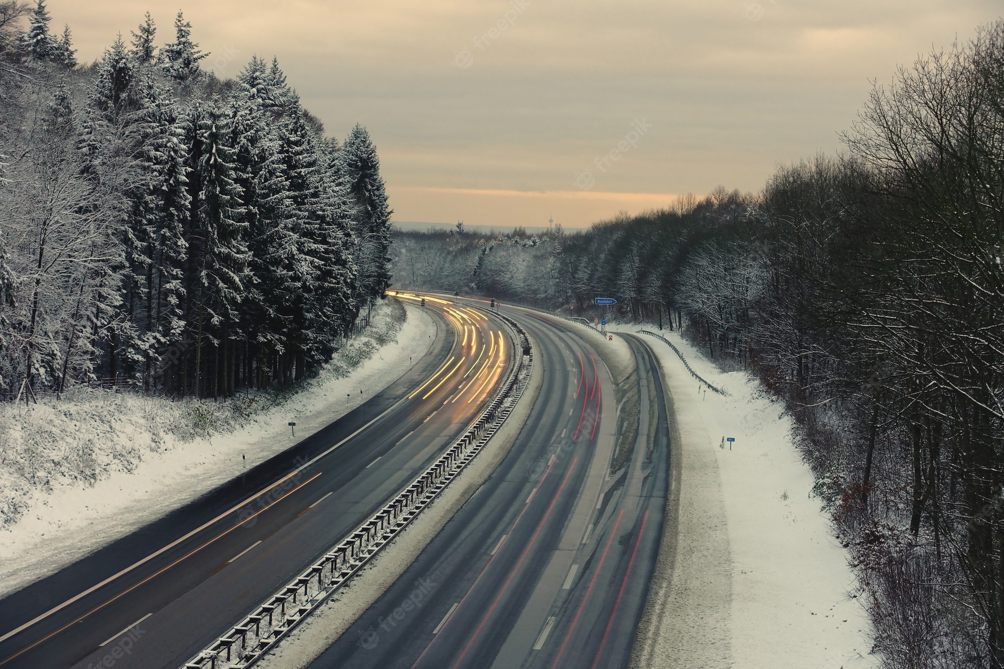 Long Exposure Snow Road Wallpapers