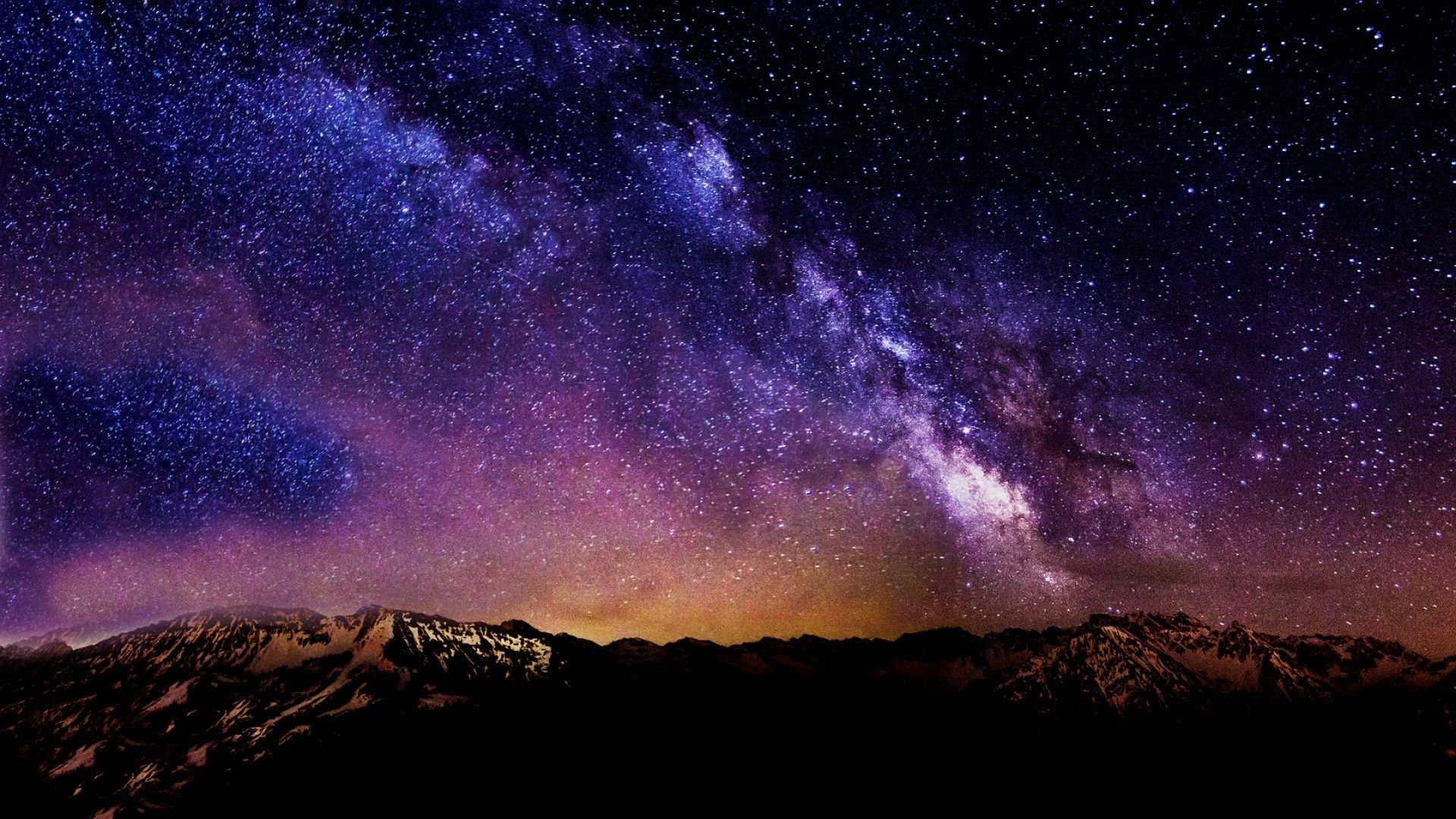 Milky Way Galaxy Purple Night Sky Wallpapers