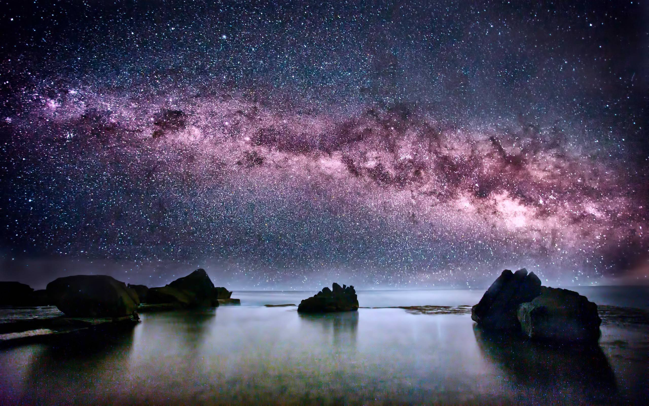 Milky Way Galaxy Purple Night Sky Wallpapers