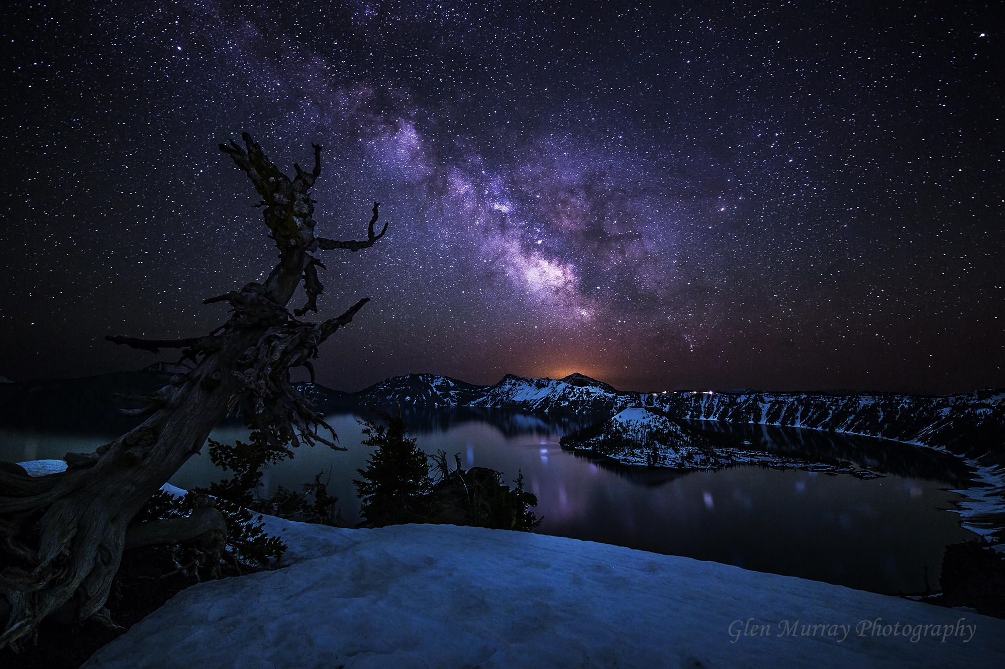 Milky Way Over Winter Mountain Lake Wallpapers