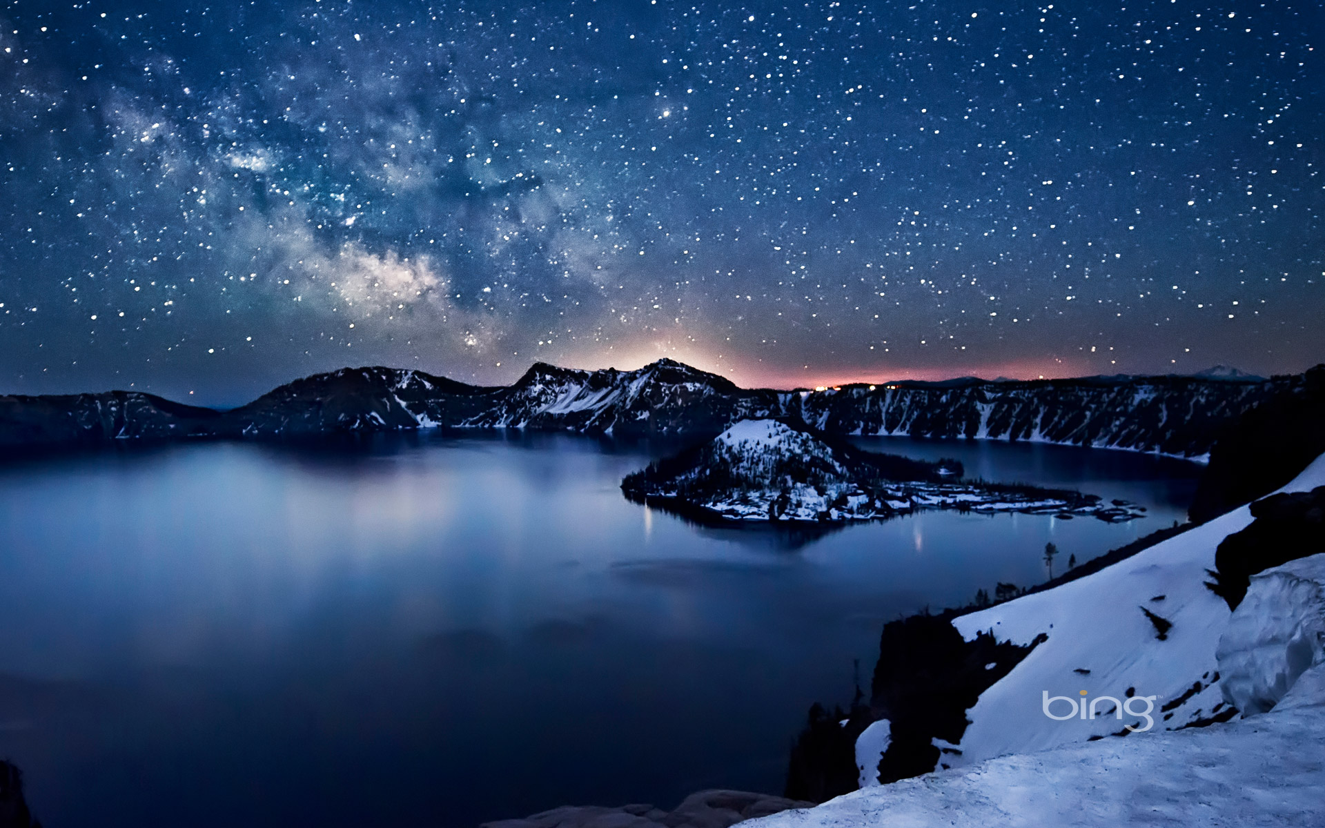 Milky Way Over Winter Mountain Lake Wallpapers