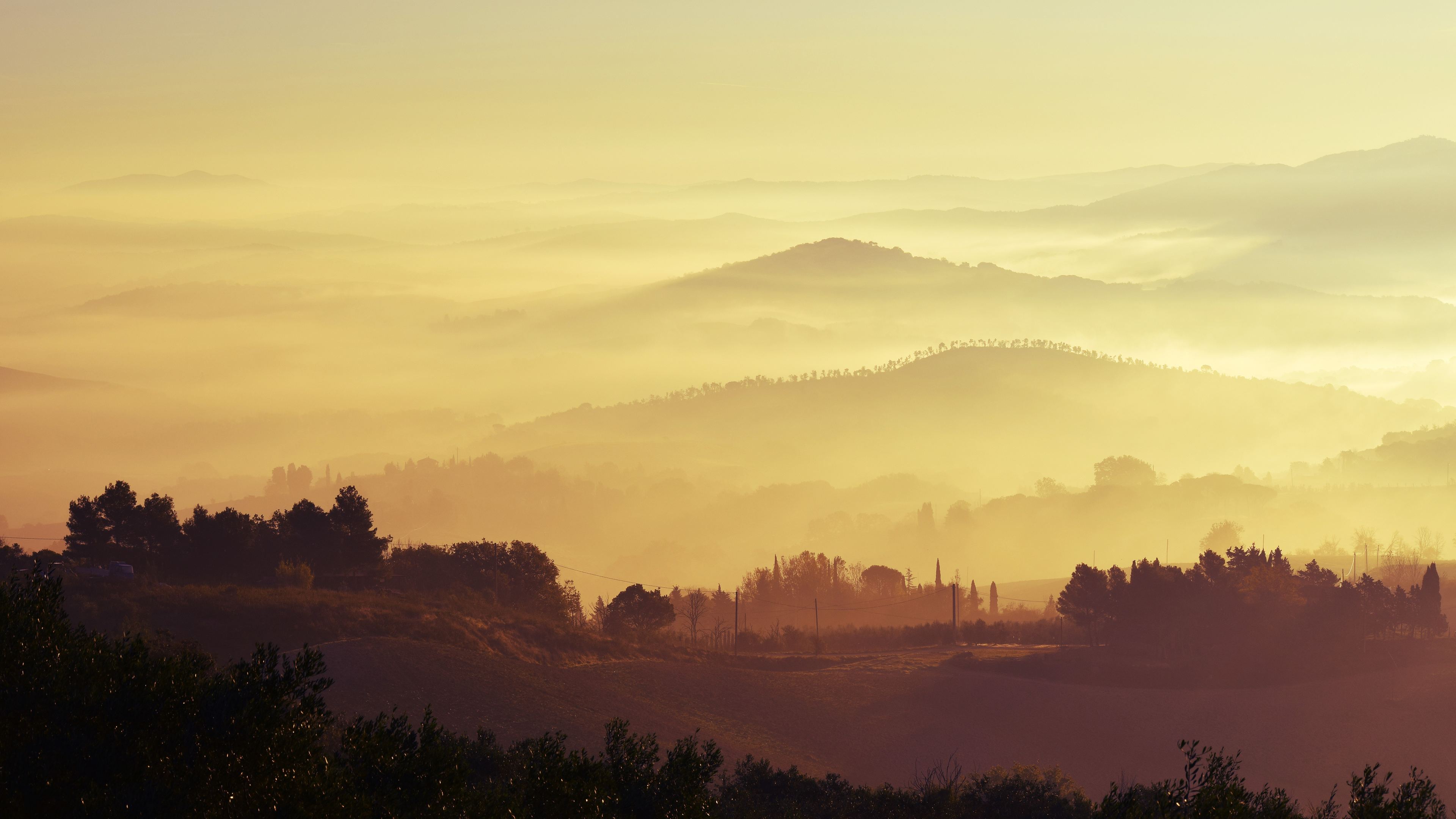 Misty Morning Sunrise 5K Wallpapers