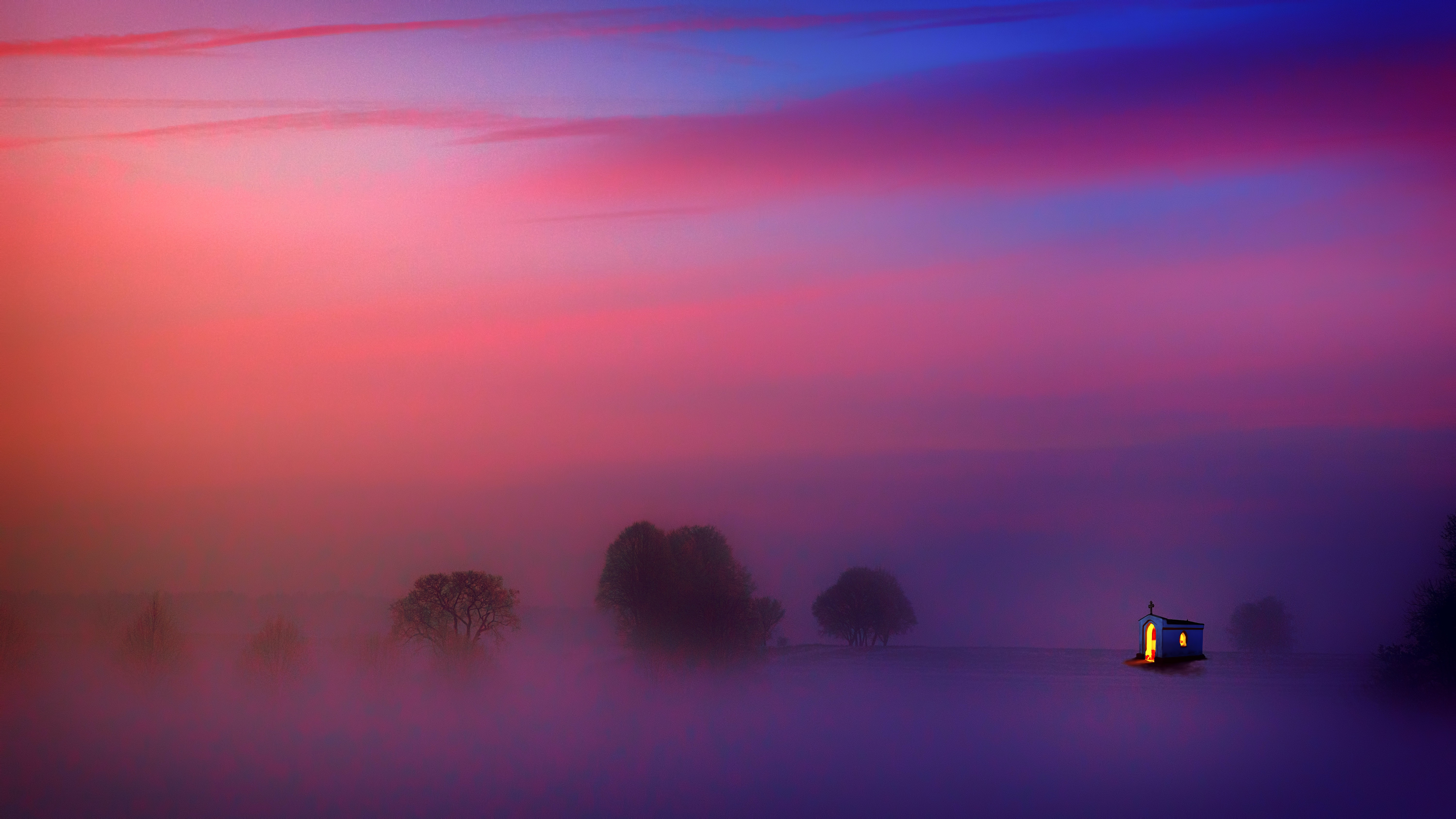 Misty Pink Sunset Wallpapers