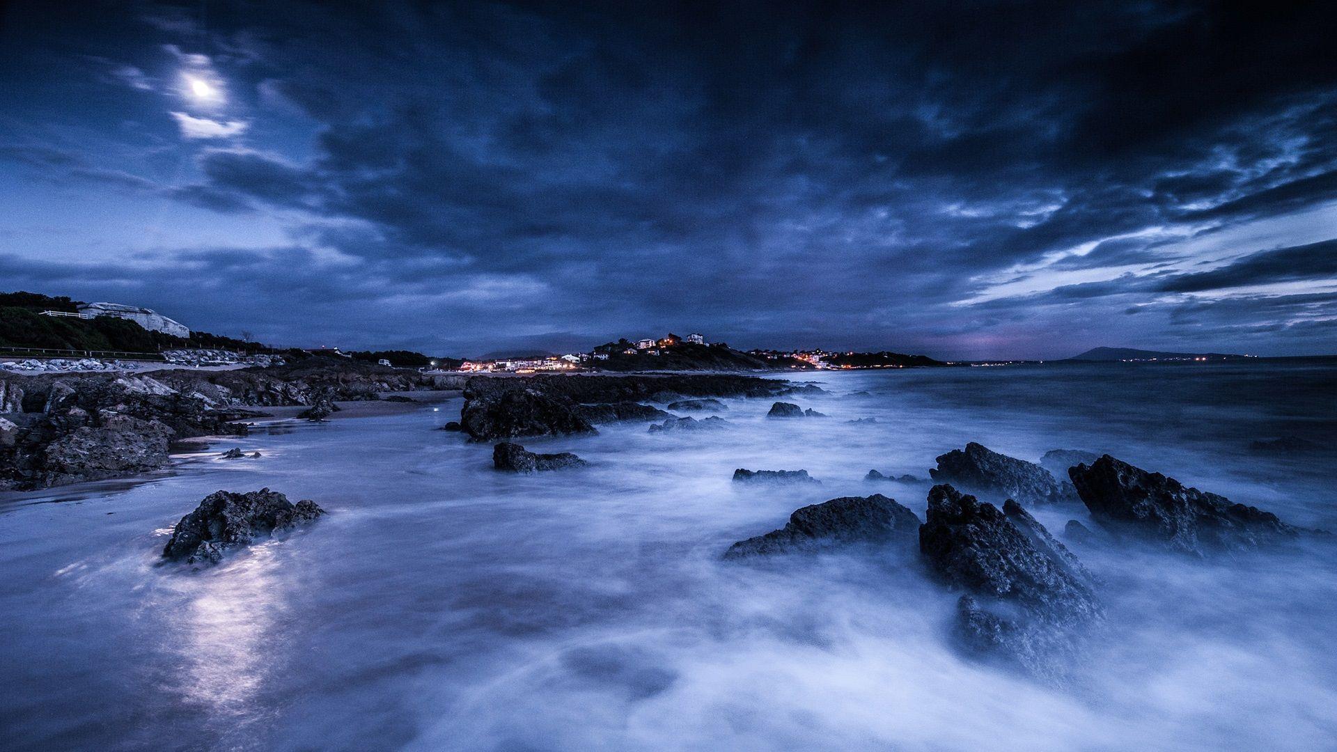 Moon Clouds Sea Sky Wallpapers