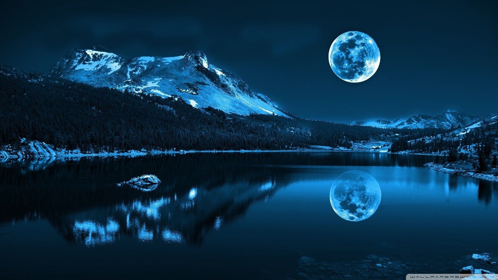 Moon Night Hd Landscape Wallpapers