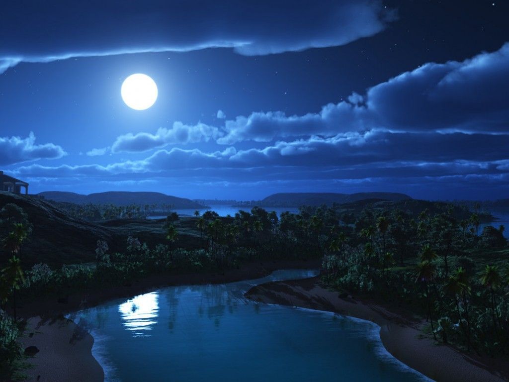 Moon Night Hd Landscape Wallpapers