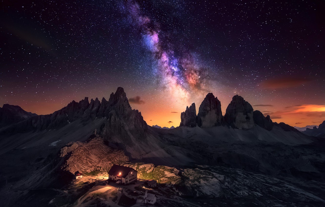 Mountain Alps During Night Photography Wallpapers