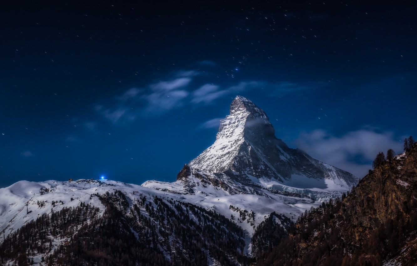 Mountain Alps During Night Photography Wallpapers