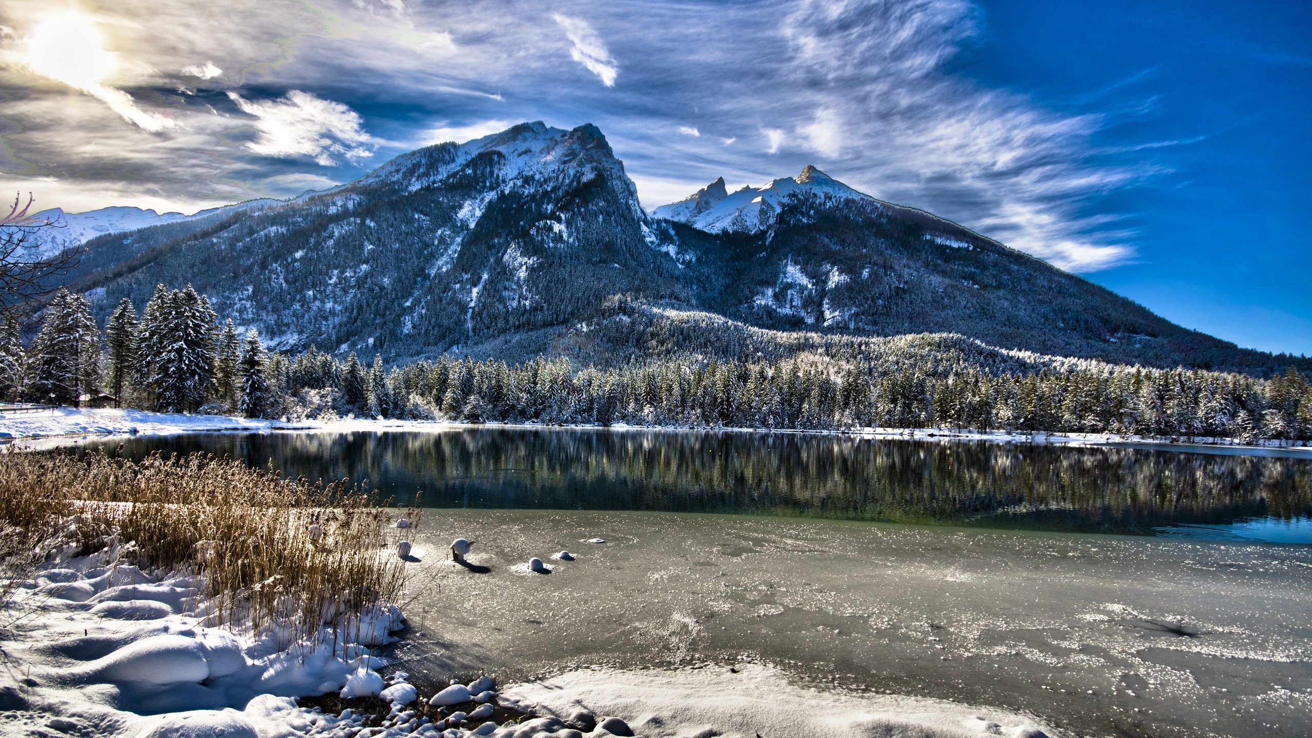 Mountain Peak Reflation In Lake Winter Wallpapers