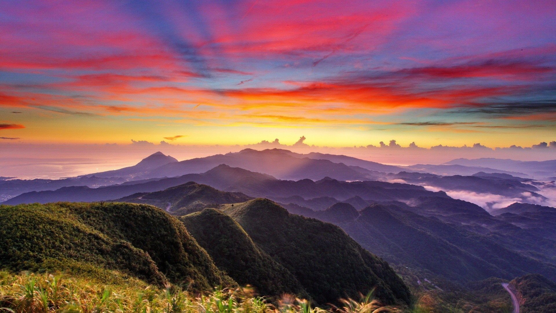 Mountains Covering Sunset Wallpapers