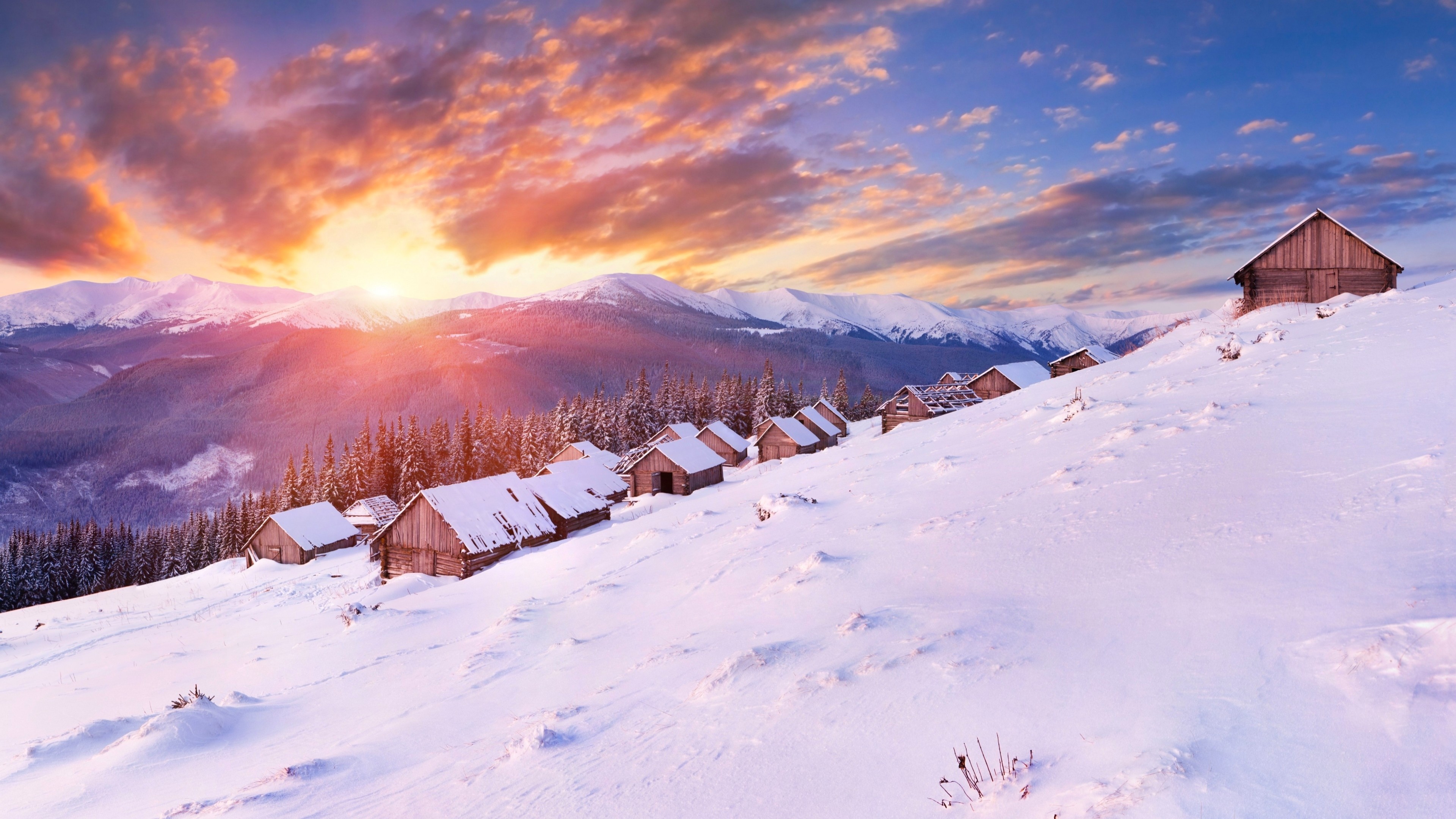 Mountains In Winter Snow Wallpapers