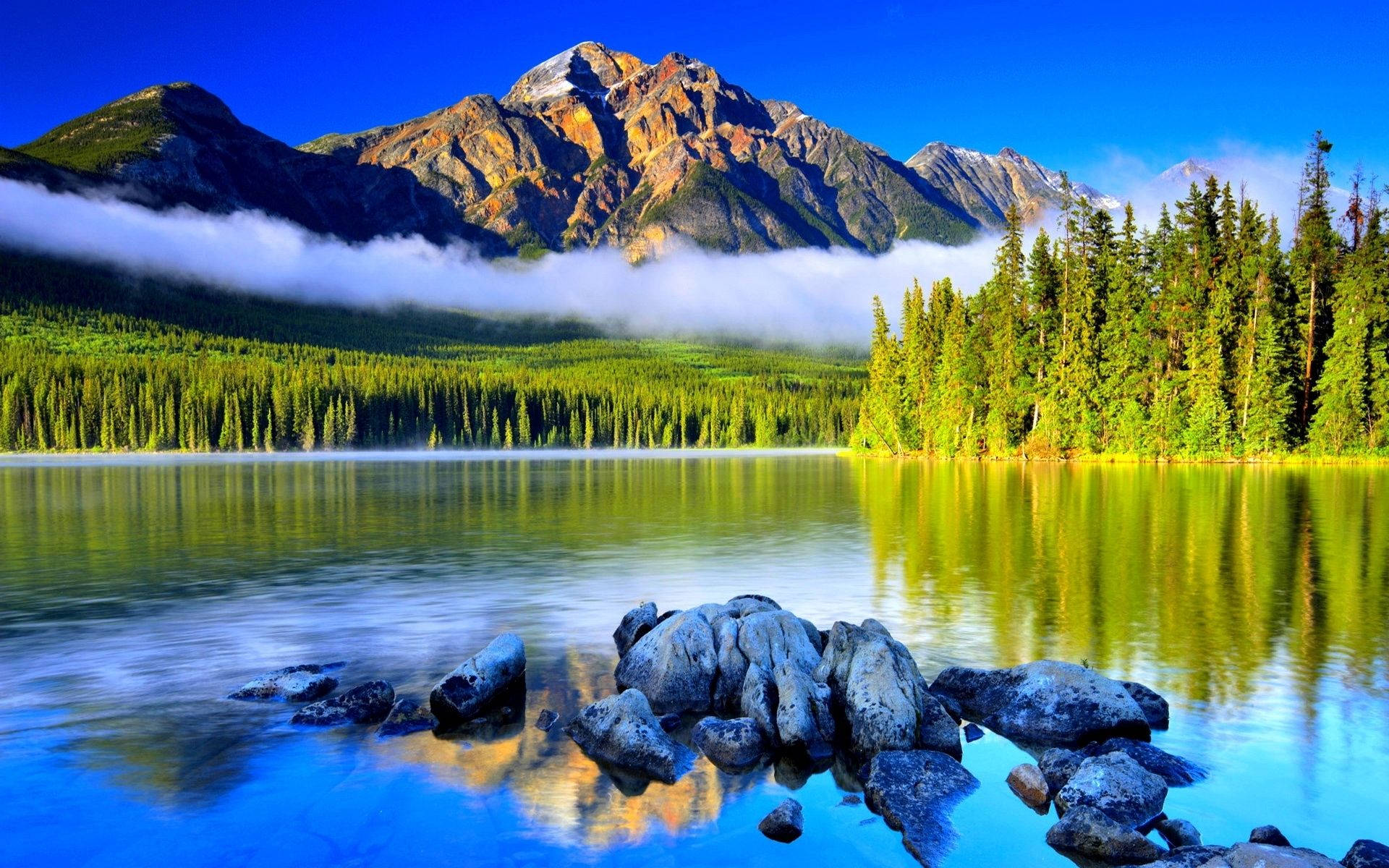 Mountains Lake Clouds Wallpapers