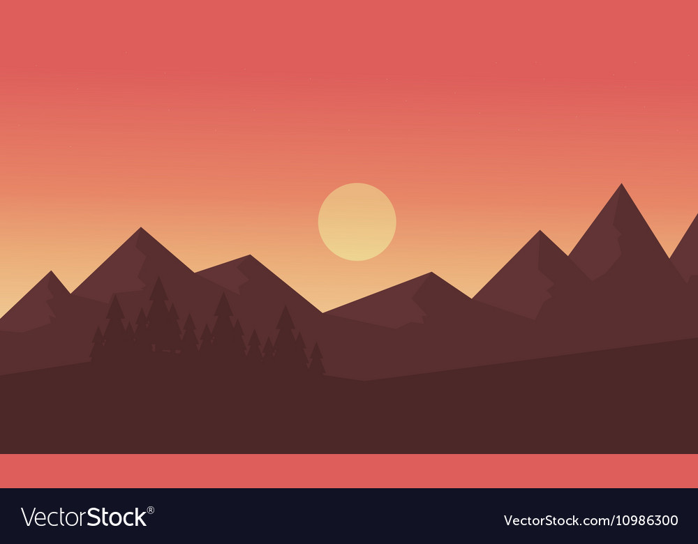 Mountains Silhouette During Sunset Wallpapers