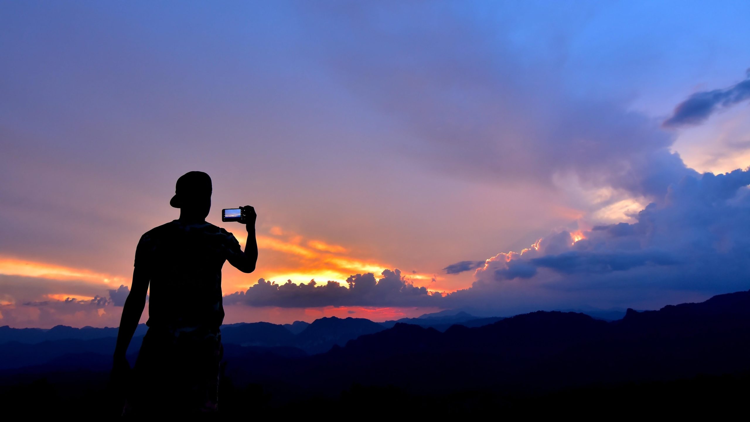 Mountains Silhouette During Sunset Wallpapers