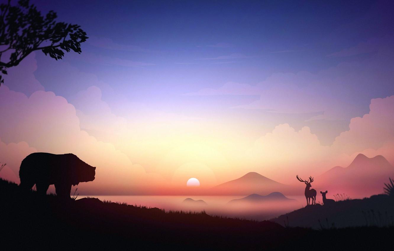 Mountains Silhouette During Sunset Wallpapers