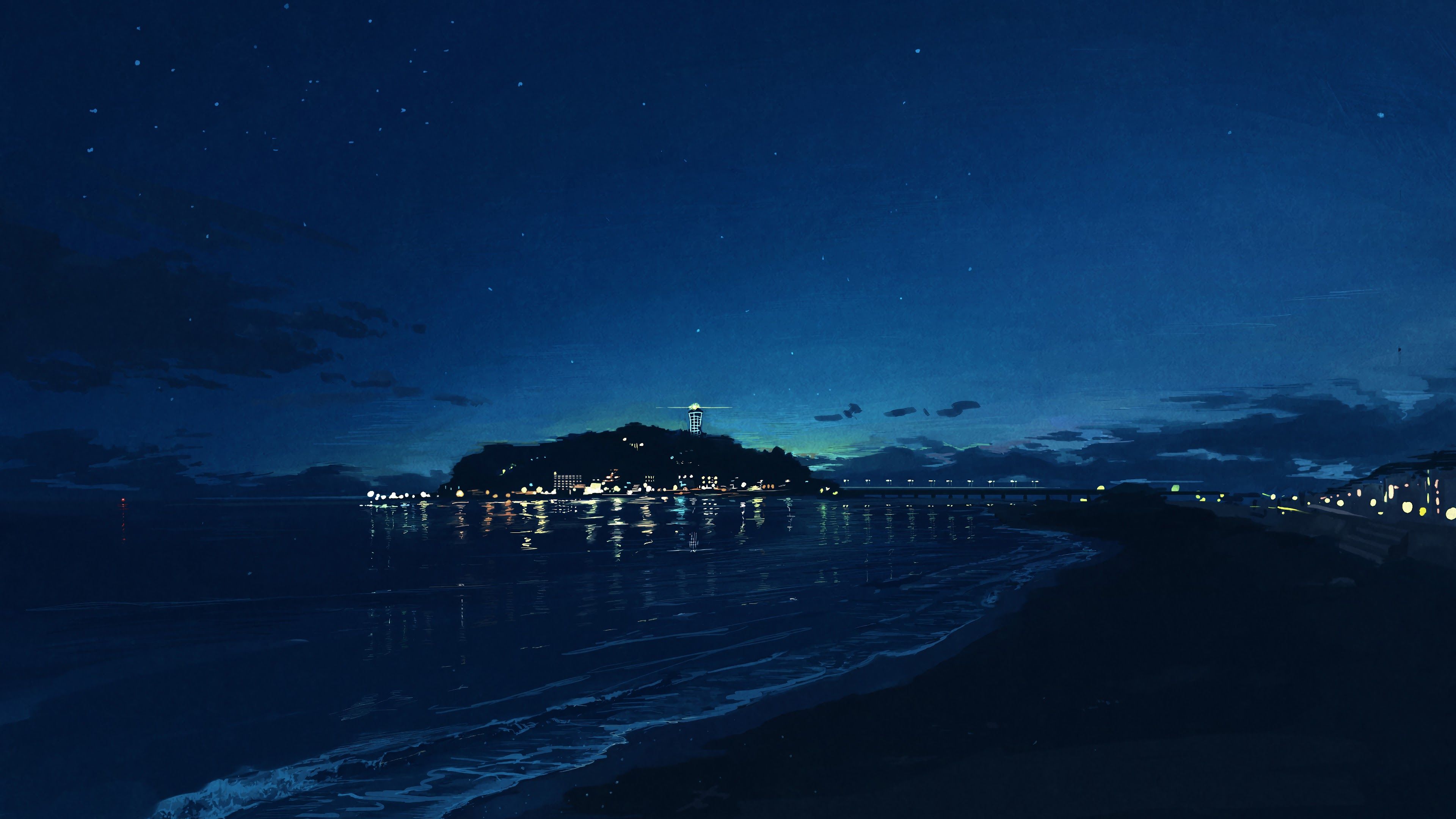 Night At Beach 4K Wallpapers