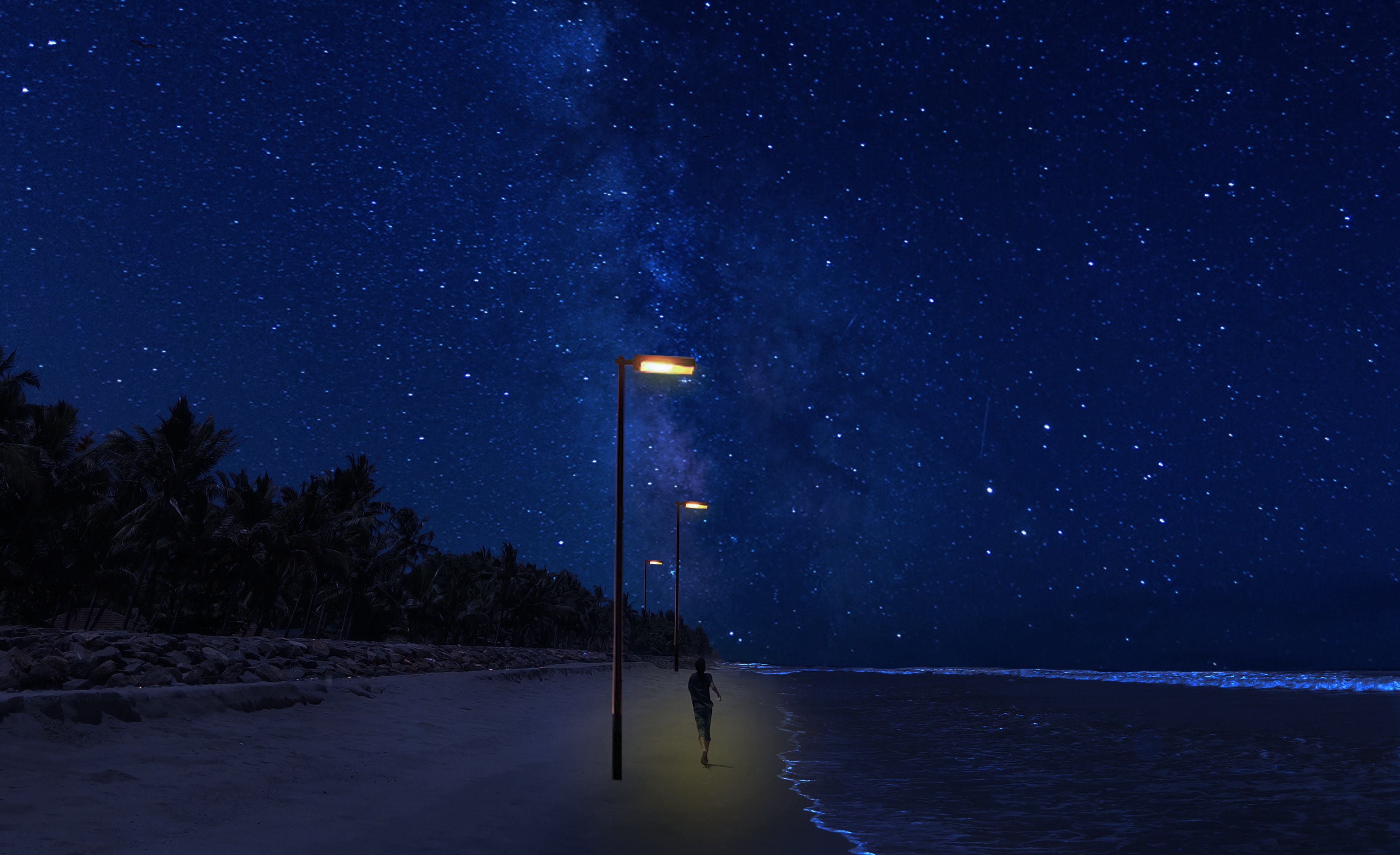 Night At Beach 4K Wallpapers