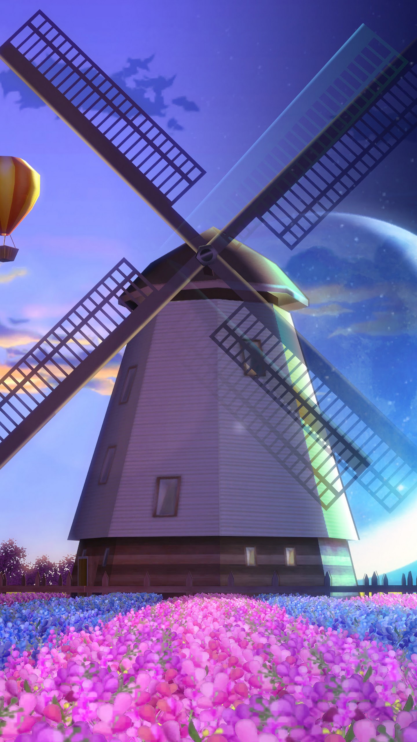 Night Windmill Buildings Wallpapers