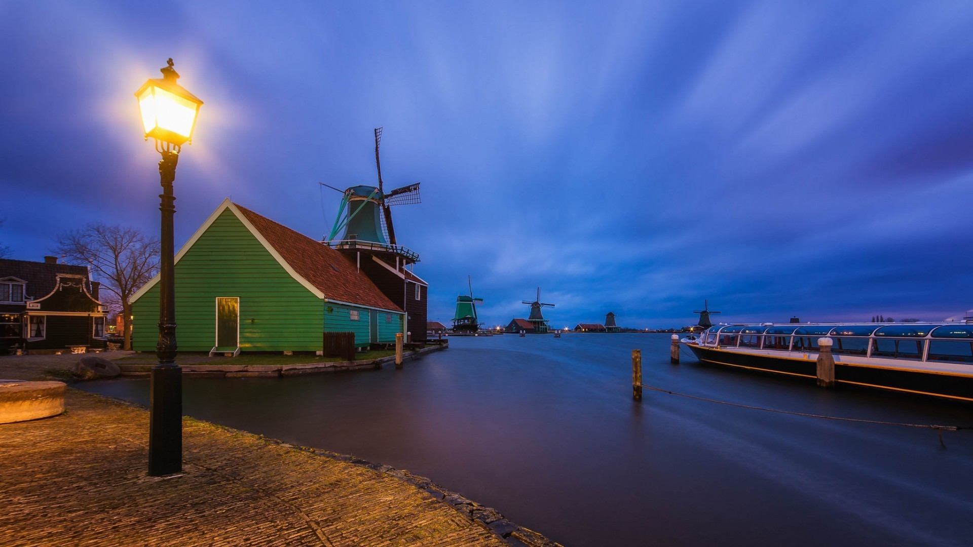 Night Windmill Buildings Wallpapers