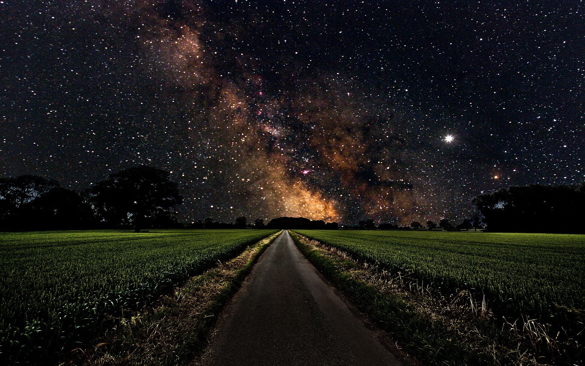 Ocean Pier Under Milky Way Sky Wallpapers