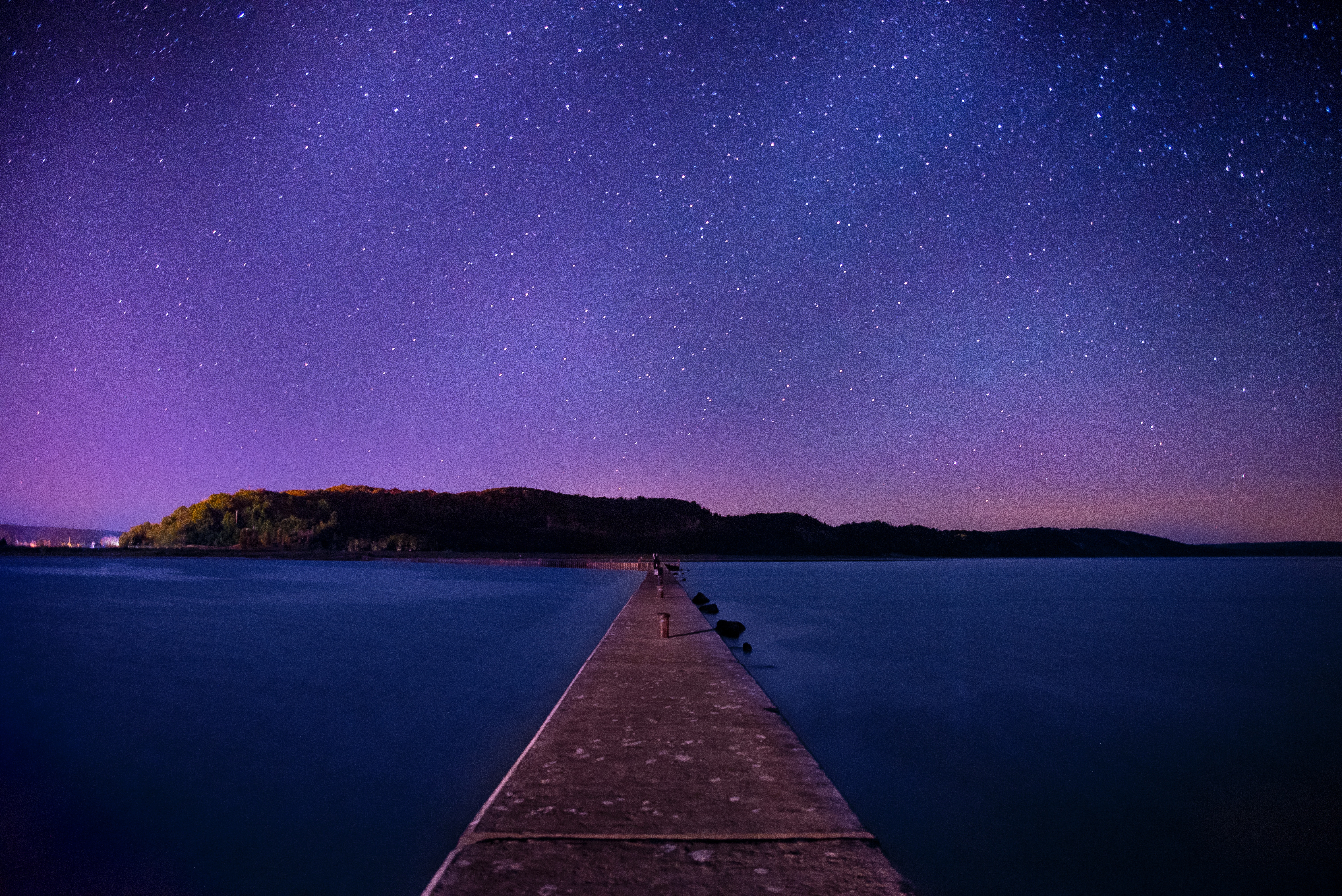 Ocean Pier Under Milky Way Sky Wallpapers