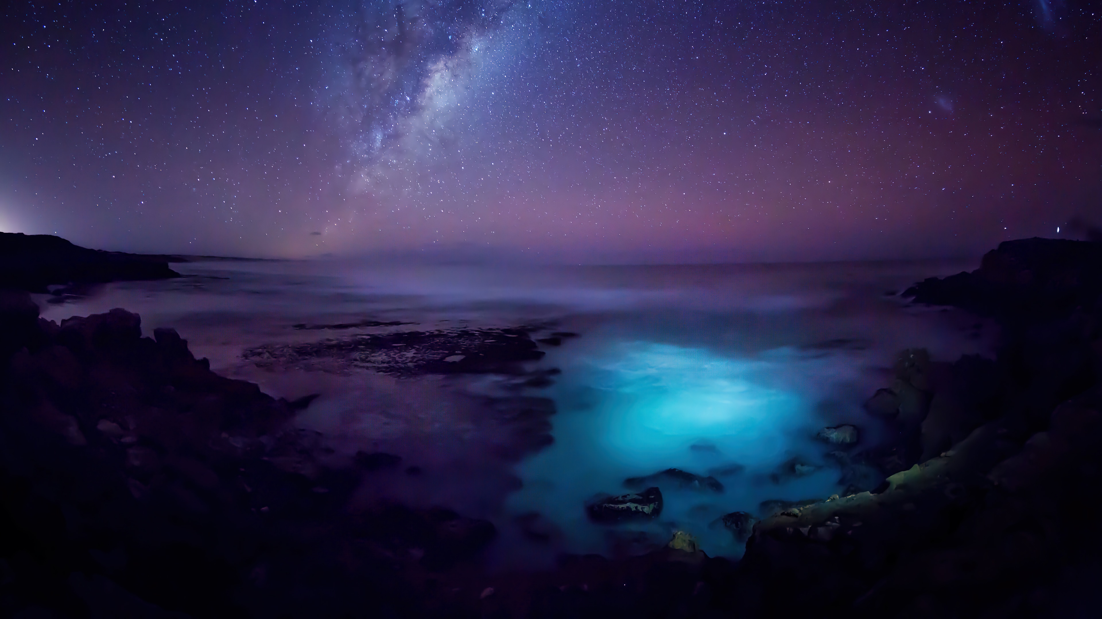 Ocean Pier Under Milky Way Sky Wallpapers