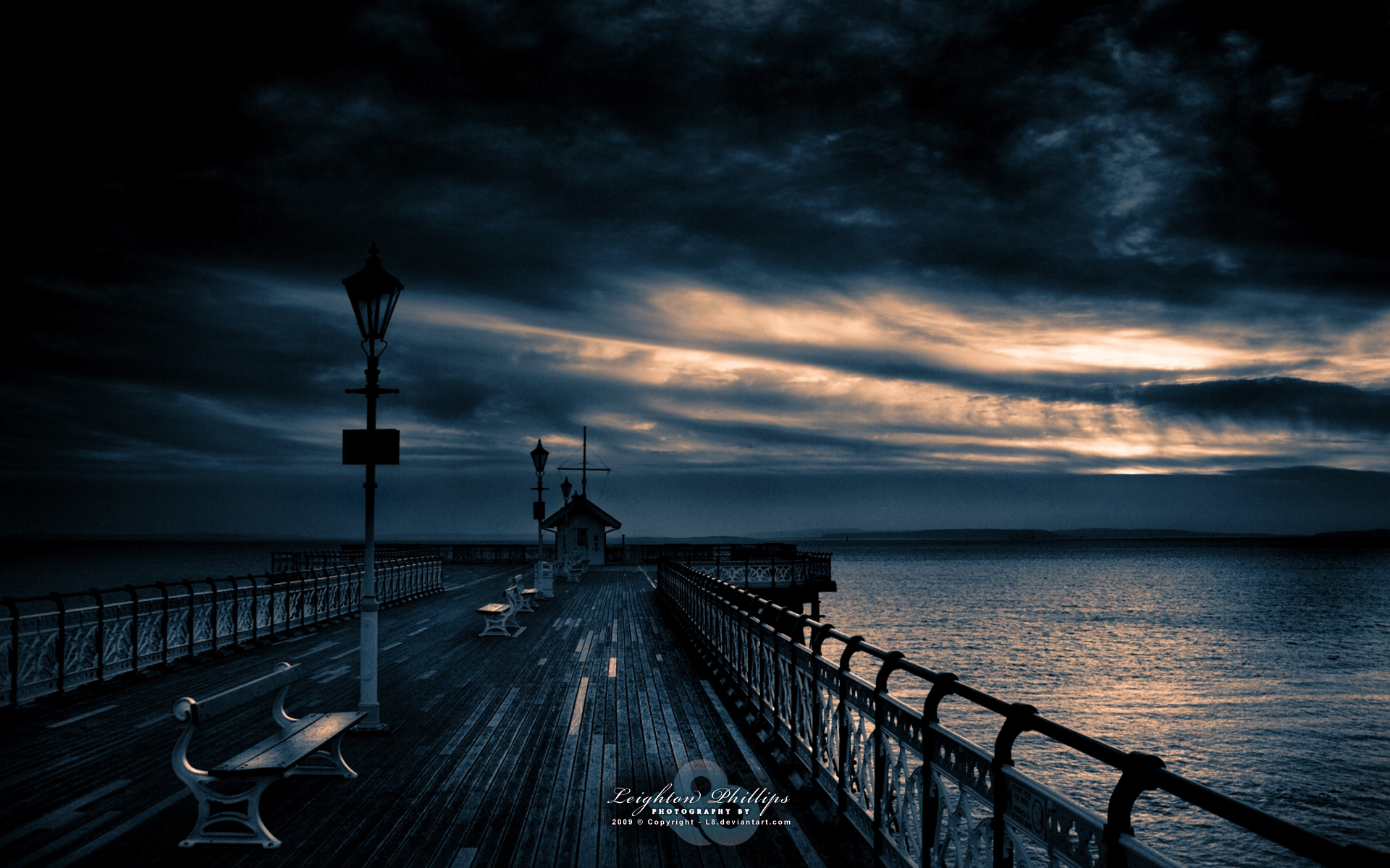 Ocean Pier Under Milky Way Sky Wallpapers