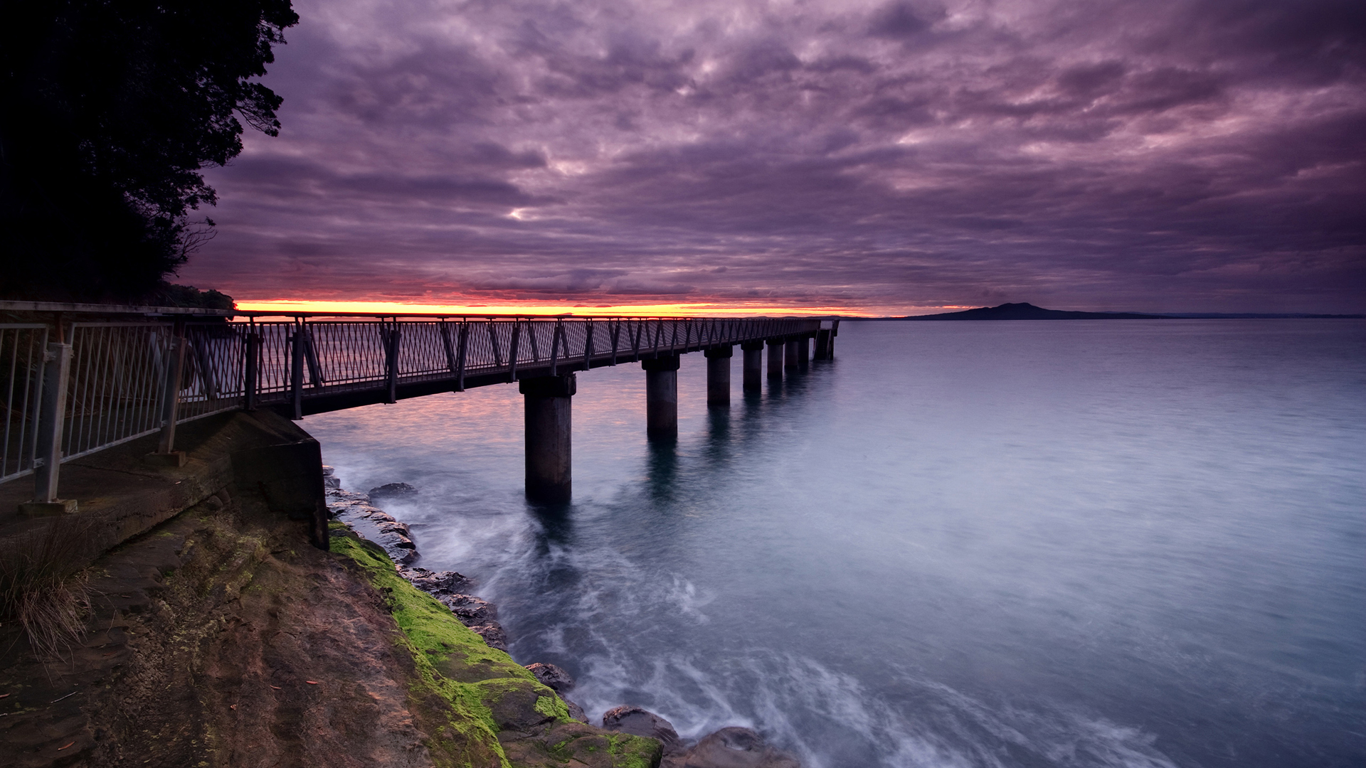 Ocean Pier Under Milky Way Sky Wallpapers