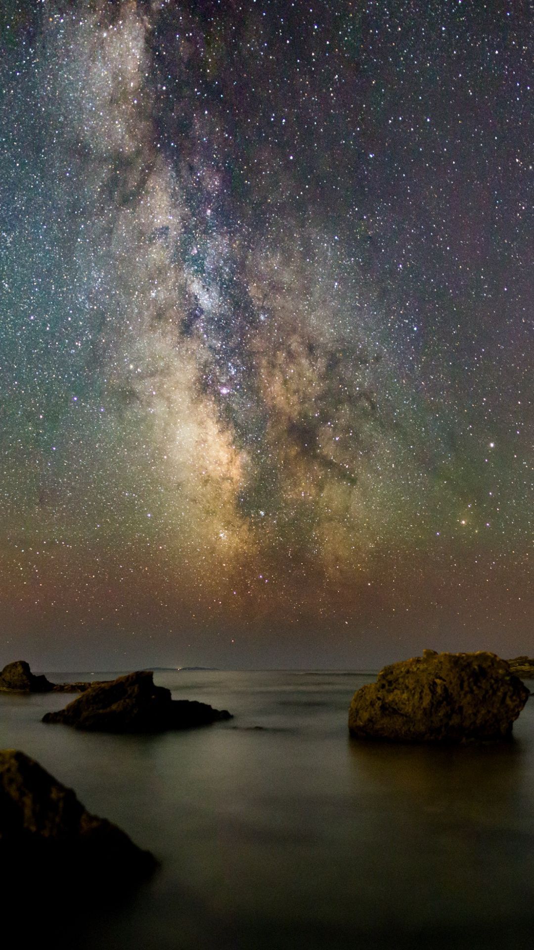 Ocean Pier Under Milky Way Sky Wallpapers