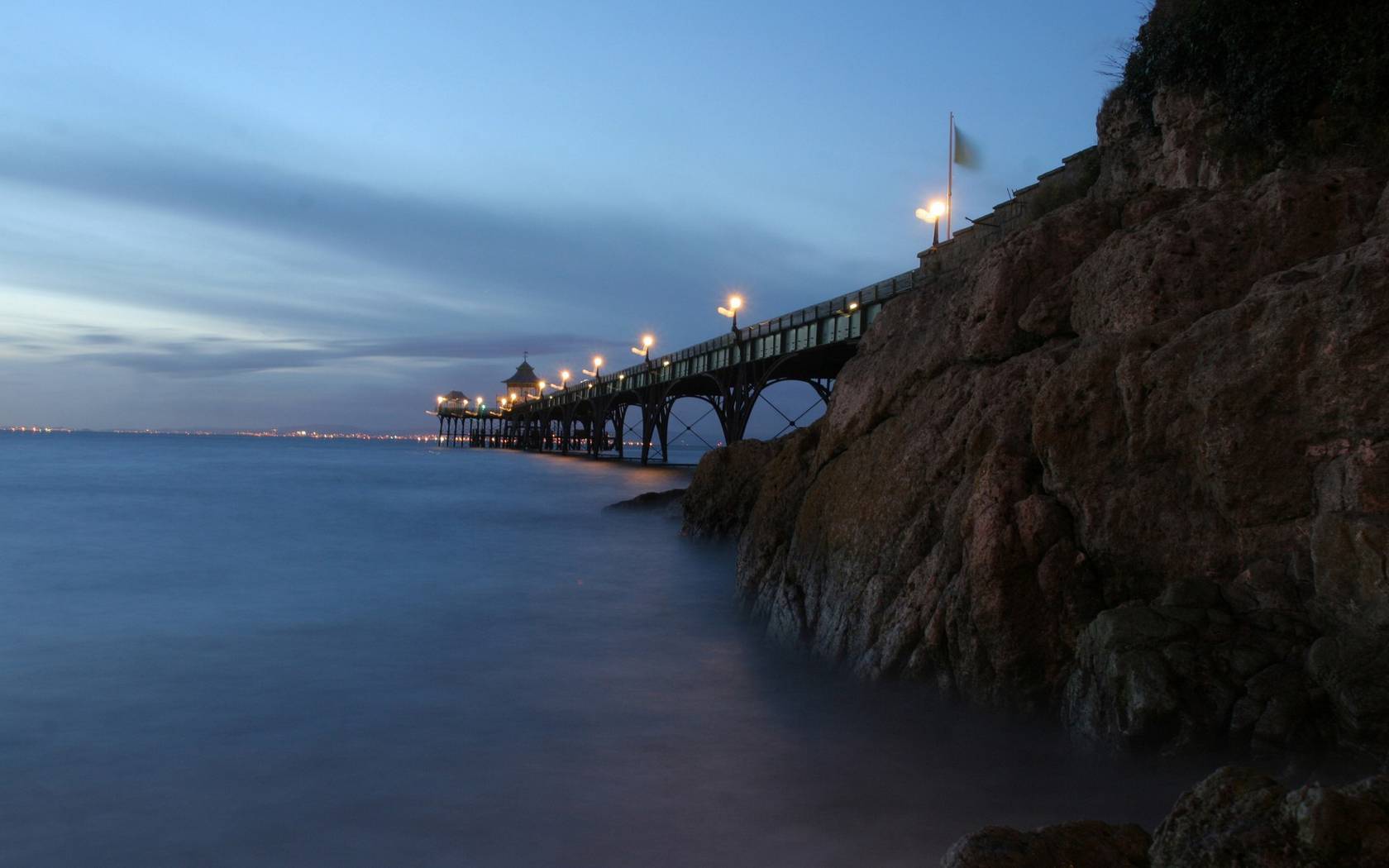 Ocean Pier Under Milky Way Sky Wallpapers