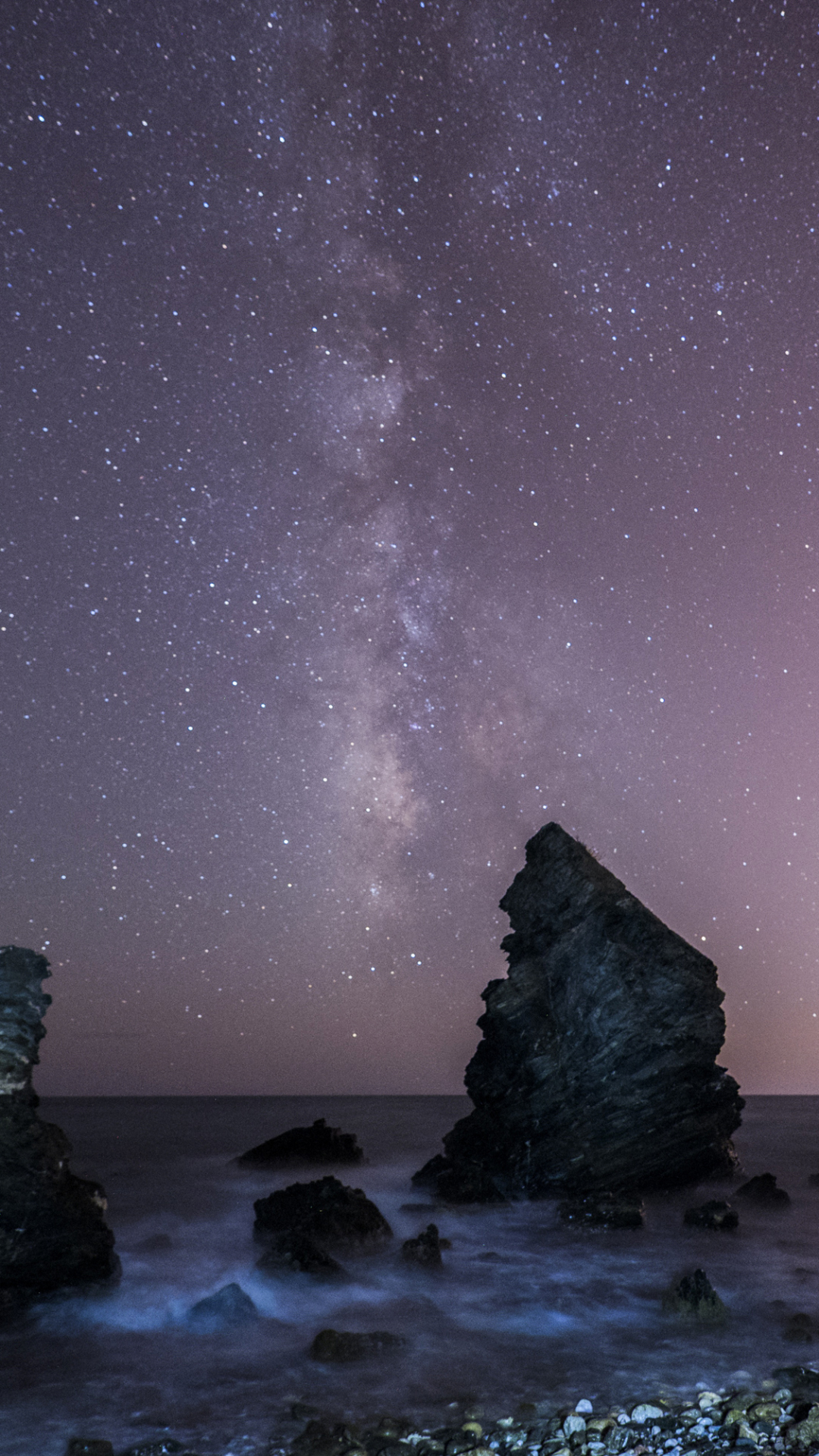 Ocean Pier Under Milky Way Sky Wallpapers