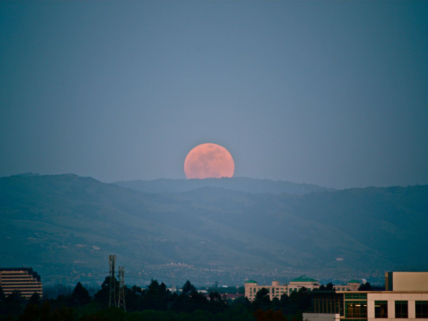 Orange Moon Near The Horizon Wallpapers