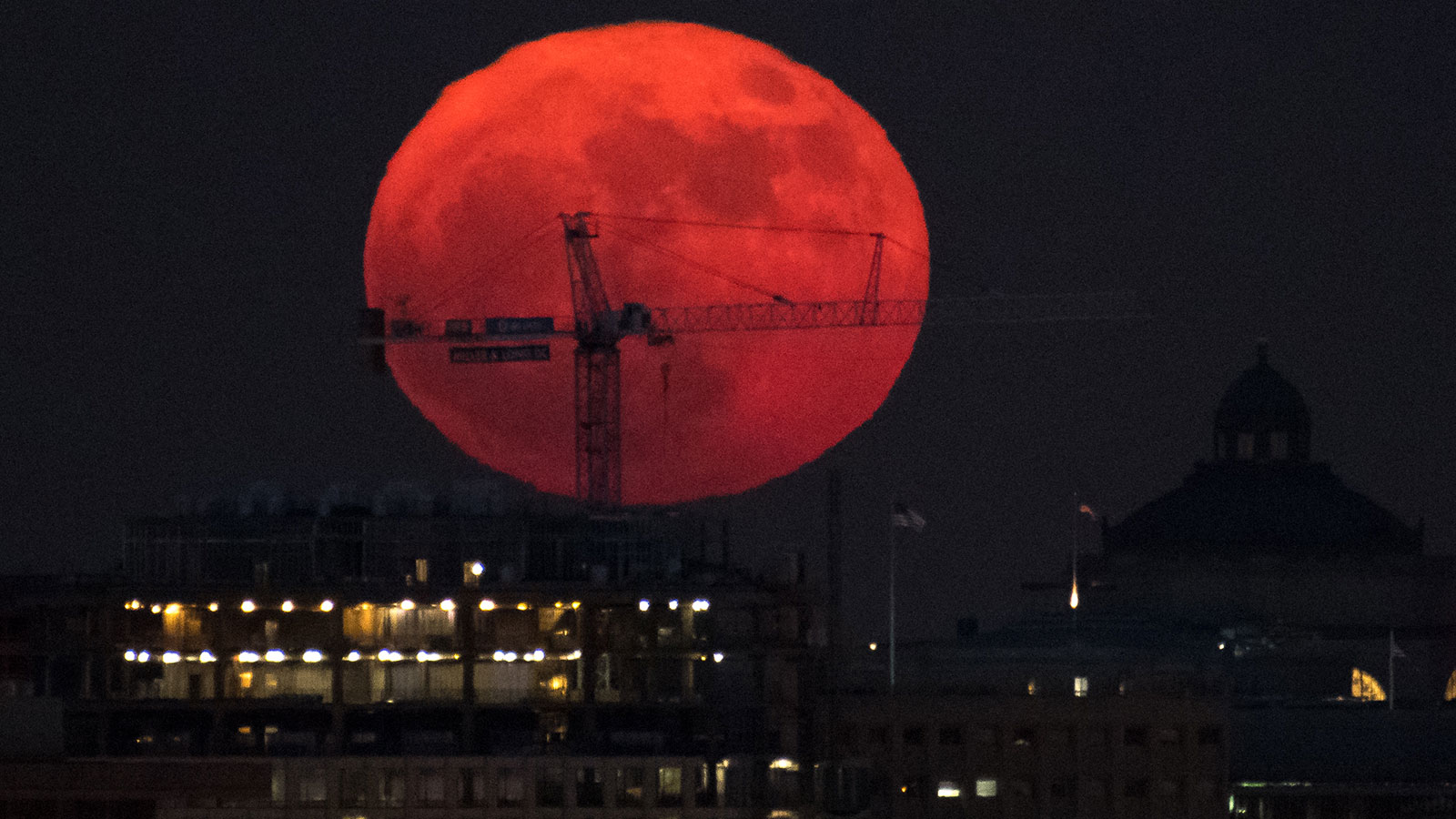 Orange Moon Near The Horizon Wallpapers