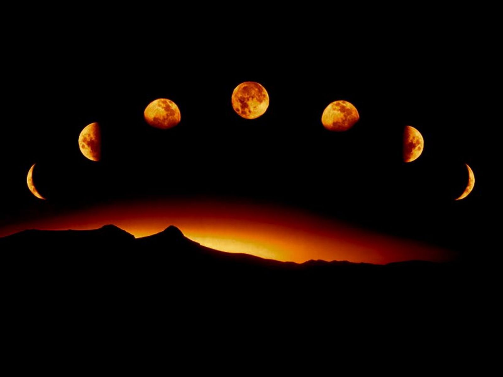 Orange Moon Near The Horizon Wallpapers