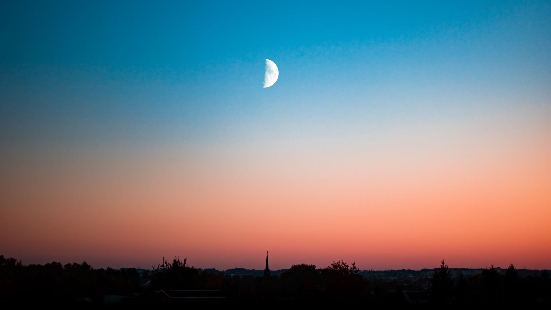 Orange Moon Near The Horizon Wallpapers