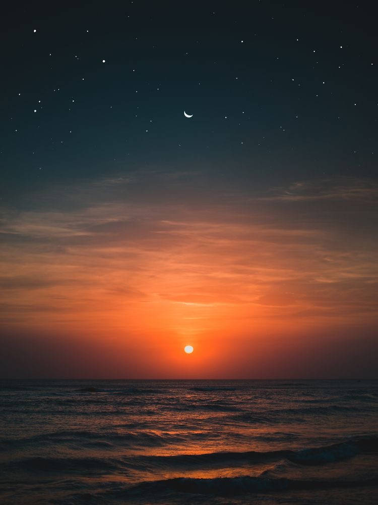 Orange Moon Near The Horizon Wallpapers