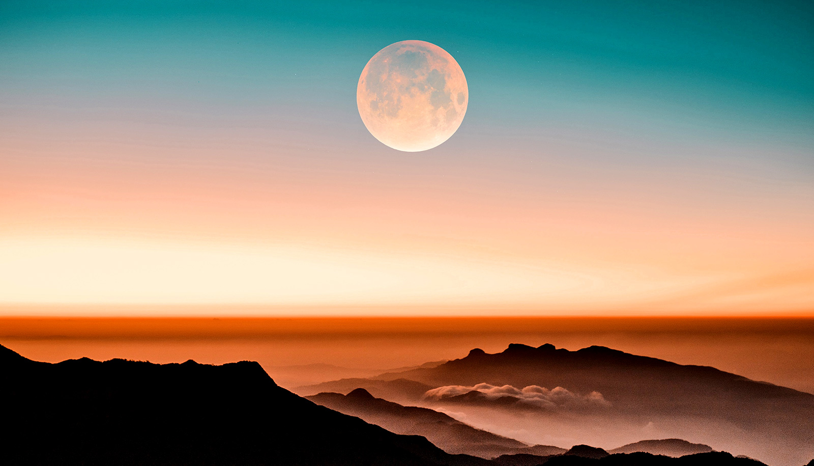 Orange Moon Near The Horizon Wallpapers