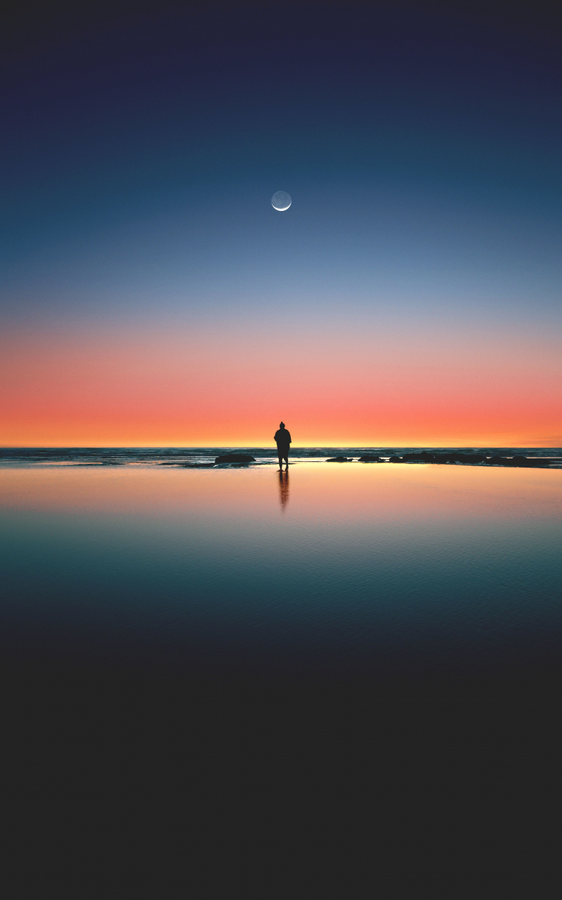 Orange Moon Near The Horizon Wallpapers