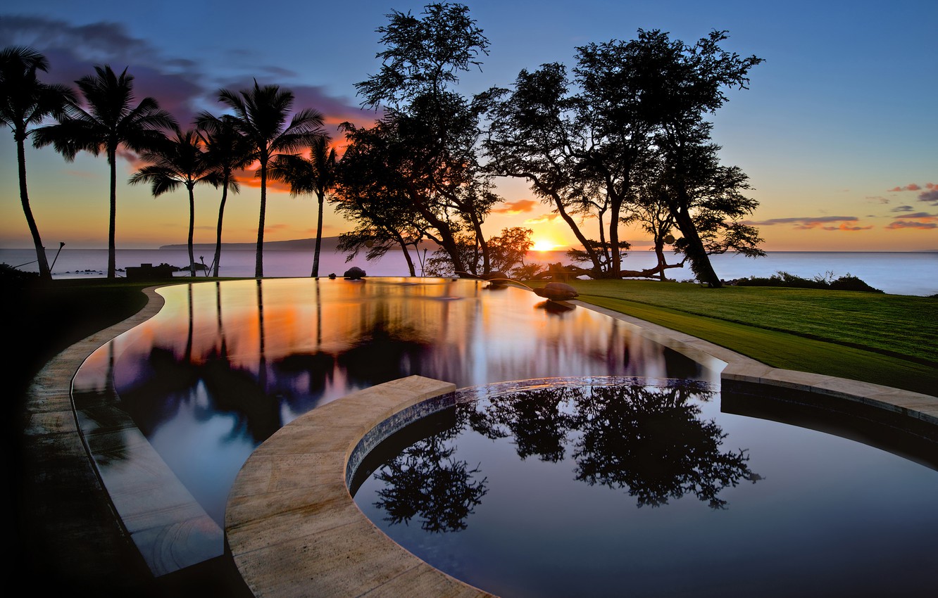 Palm Trees Reflection Sunset Wallpapers