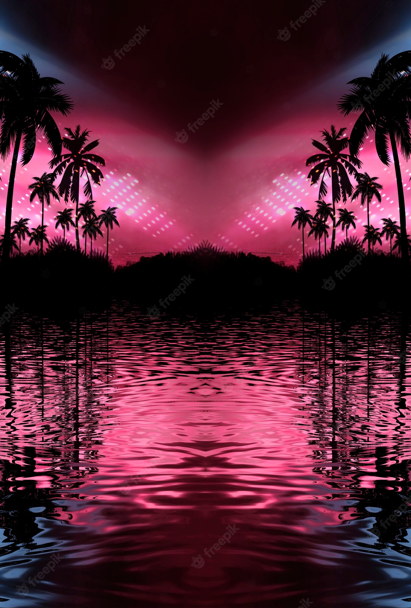 Palm Trees Reflection Sunset Wallpapers