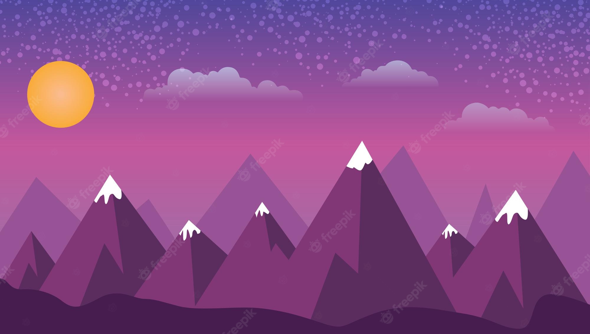 Purple Sky Clouds Mountains Wallpapers