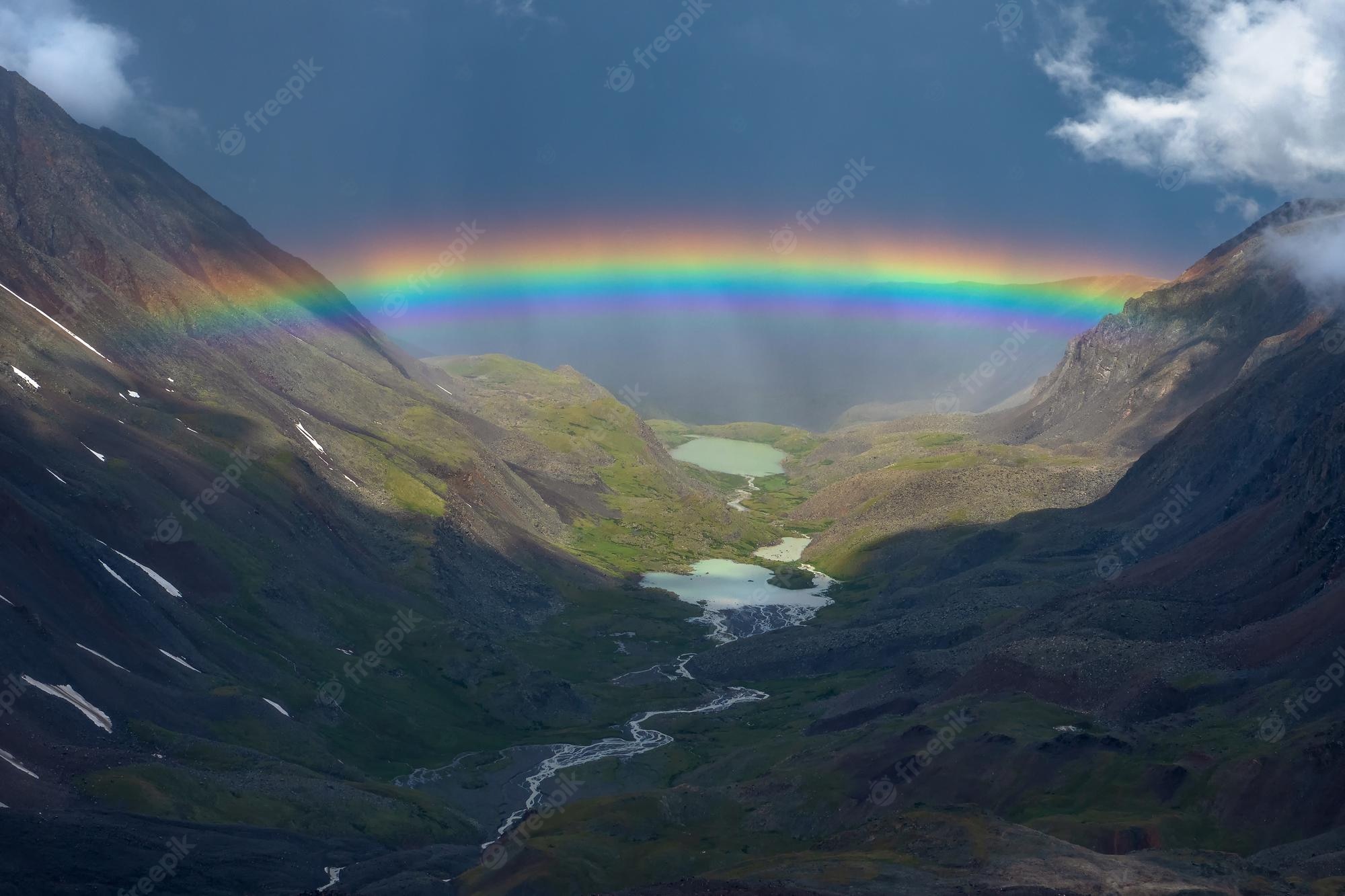 Rainbow Over Snowy Mountain Wallpapers