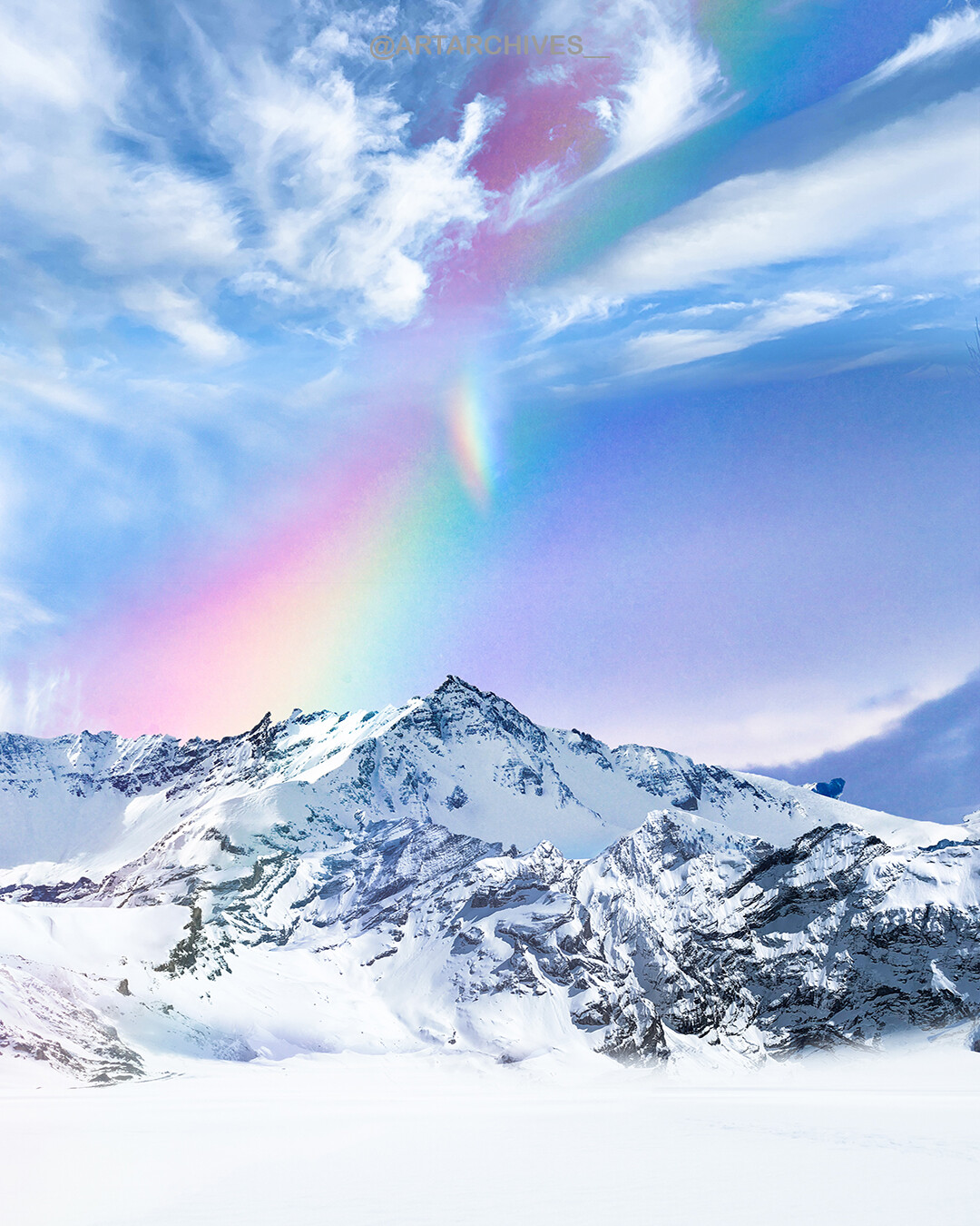 Rainbow Over Snowy Mountain Wallpapers