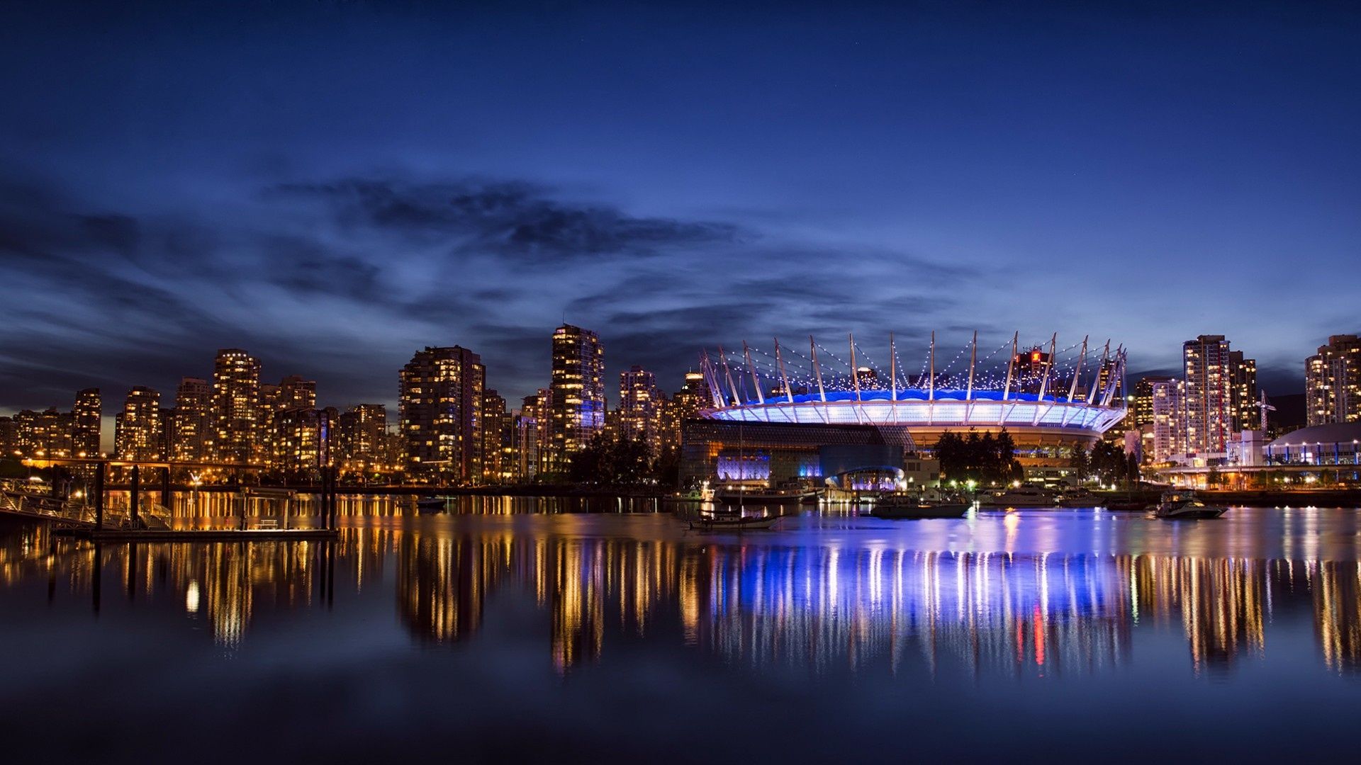 Red Night Panorama Buildings Lights And Red Sky Wallpapers